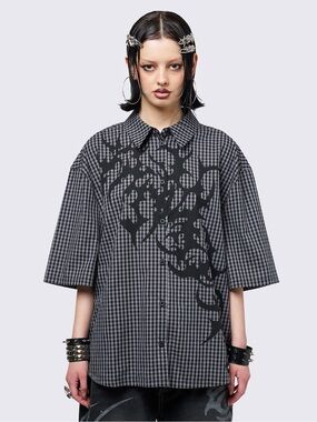 Minga London tattoo checked shirt